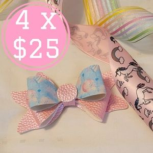 Unicorn Faux Leather small hair bow